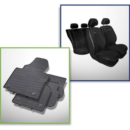 Súprava: gumové koberčeky + poťahy šité na mieru pre Volkswagen Caddy III Cargo (2004-2015) - Premium