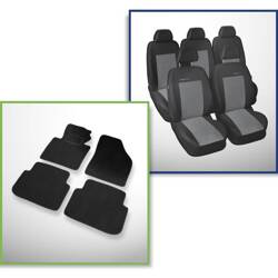 Set: velúrové koberčeky + autopoťahy šité na mieru pre Volkswagen Touran MPV (2003-2010) – Elegance P-2