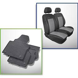 Súprava: gumové koberčeky + poťahy šité na mieru pre Volkswagen Caddy III Cargo (2004-2015) - Elegance - P-2 - iba predné sedadlá