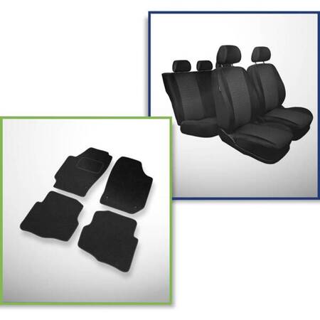 Set: filcové koberčeky + autopoťahy šité na mieru pre Seat Ibiza III Hatchback (2002-2008) – Practic