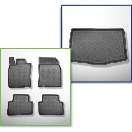 Súprava: koberčeky TPE + rohož do batožinového priestoru pre Nissan Qashqai II Crossover (02.2014-05.2021) - Aristar - Guardliner - spodný batožinový priestor; s opravárenskou súpravou (Acenta & Tekna) & všetky modely (Visia); s plným rezervným kolesom; b